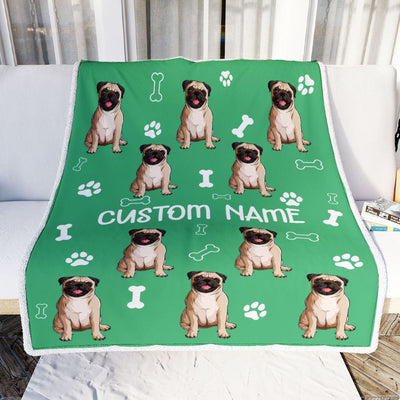 Personalized Custom Pug Blanket for Dog Mother Mom Dog Father Dad Dog Lover for Women Men Boy Girl Birthday Christmas Customized Bed Fleece Throw Blanket | siriusteestore