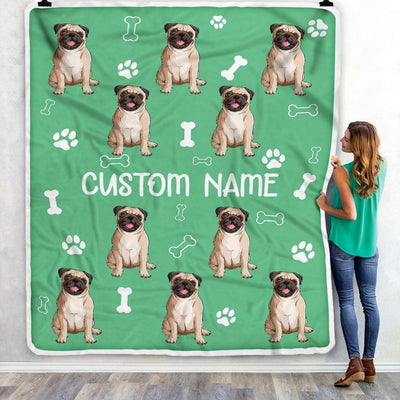 Personalized Custom Pug Blanket for Dog Mother Mom Dog Father Dad Dog Lover for Women Men Boy Girl Birthday Christmas Customized Bed Fleece Throw Blanket | siriusteestore