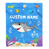 Personalized Custome Name Baby Blanket for Boys Girls With Shark Design Kids Newborn Daughter Granddaughter Niece Birthday Customized Bed Fleece Throw Blanket | siriusteestore