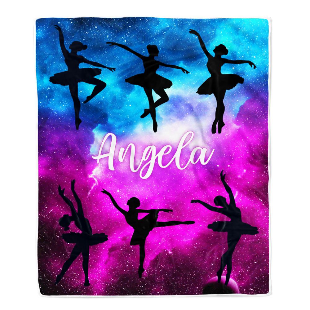 Personalized Dance Ballet Blanket Galaxy Custom With Name For Daughter Niece Granddaughter Birthday Graduation Christmas Customized Bed Fleece Blanket | siriusteestore
