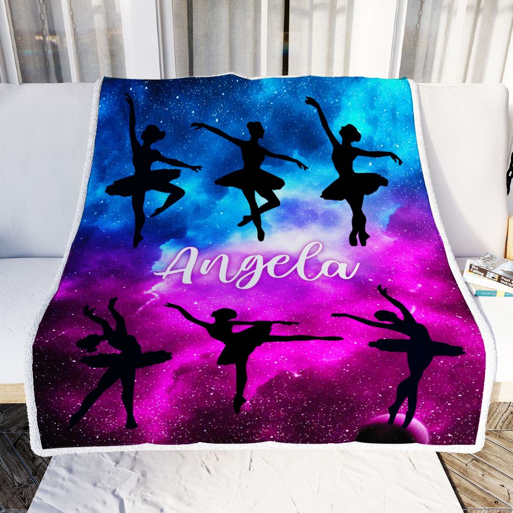 Personalized Dance Ballet Blanket Galaxy Custom With Name For Daughter Niece Granddaughter Birthday Graduation Christmas Customized Bed Fleece Blanket | siriusteestore