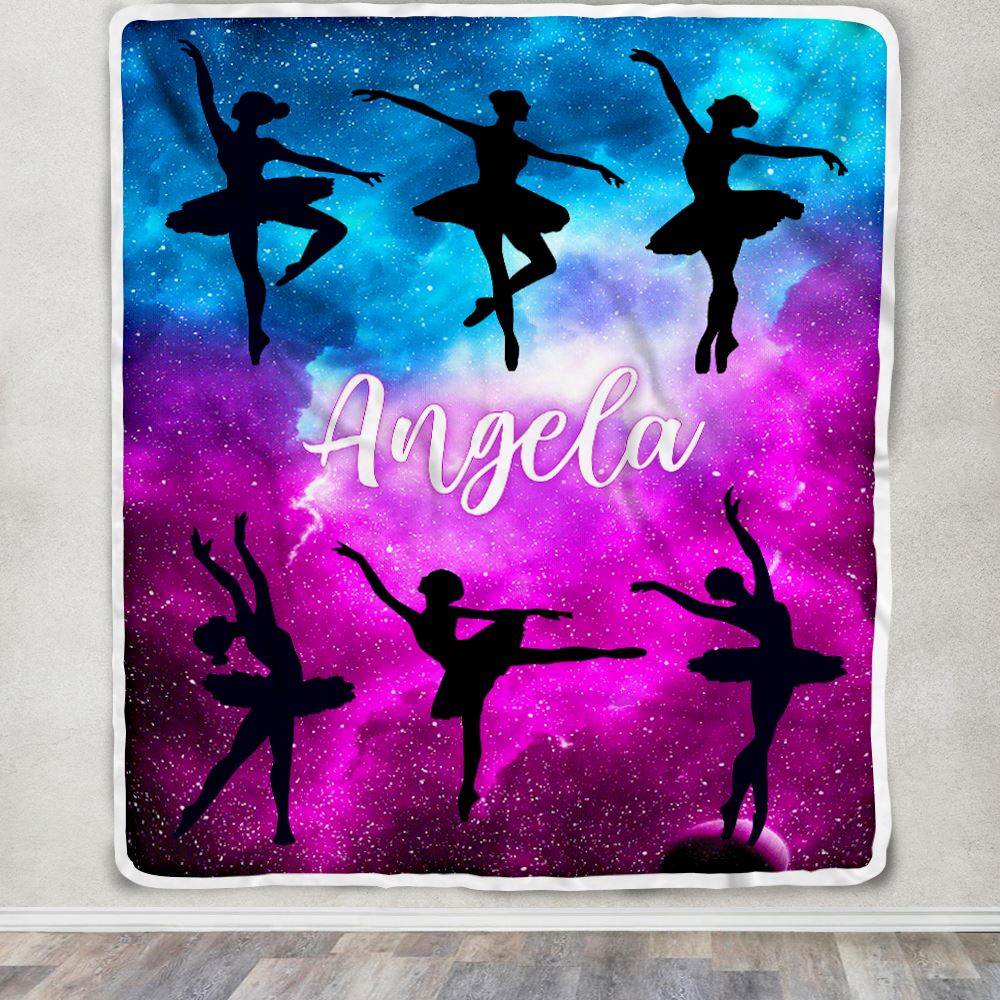 Personalized Dance Ballet Blanket Galaxy Custom With Name For Daughter Niece Granddaughter Birthday Graduation Christmas Customized Bed Fleece Blanket | siriusteestore