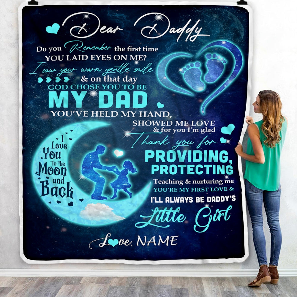 Personalized Dear Daddy Blanket from Daughter God Chose You to be My Dad Warm Soft Winter Night I Love You Dad Father's Day Birthday Christmas Fleece Blanket | siriusteestore