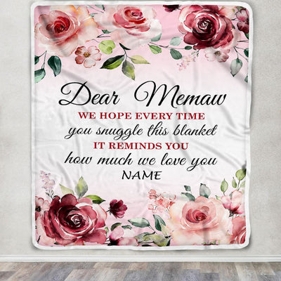 Personalized Dear Memaw Blanket From Granddaughter Grandson We Hope Every Time Rose Floral Memaw Birthday Mothers Day Christmas Customized Fleece Blanket | siriusteestore