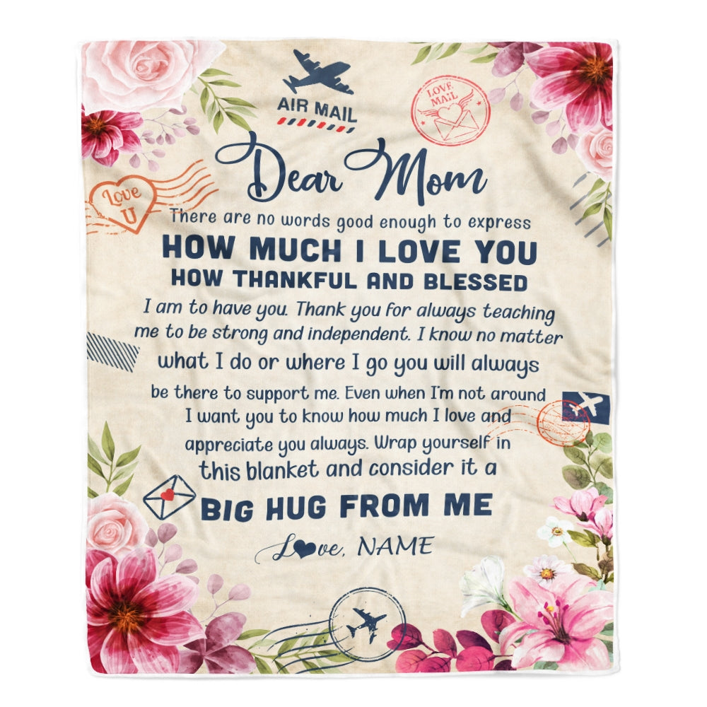 Personalized Dear Mom Blanket From Daughter Son Child There are No Words Good Enough to Express Flower Mom Mother's Day Birthday Christmas Fleece Blanket | siriusteestore