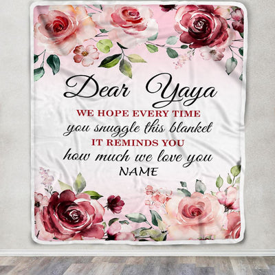 Personalized Dear Yaya Blanket From Kids We Hope Every Time Rose Floral Yaya Birthday Mothers Day Thanksgiving Christmas Customized Fleece Throw Blanket | siriusteestore