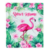 Personalized Flamingo Blanket Custom Name Flamingo Girl Trees Flowers Baby Teen Women Daughter Granddaughter Niece Birthday Christmas Fleece Throw Blanket | siriusteestore