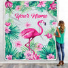 Personalized Flamingo Blanket Custom Name Flamingo Girl Trees Flowers Baby Teen Women Daughter Granddaughter Niece Birthday Christmas Fleece Throw Blanket | siriusteestore