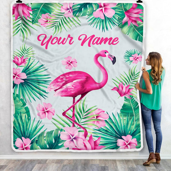 Personalized Blanket Pink Flamingo Baby Blanket Personalized
