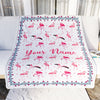 Personalized Flamingo Blanket Custom Name White Flamingo Blankets For Girl Women Baby Daughter Granddaughter Niece Birthday Christmas Fleece Throw Blanket | siriusteestore