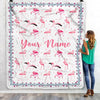 Personalized Flamingo Blanket Custom Name White Flamingo Blankets For Girl Women Baby Daughter Granddaughter Niece Birthday Christmas Fleece Throw Blanket | siriusteestore