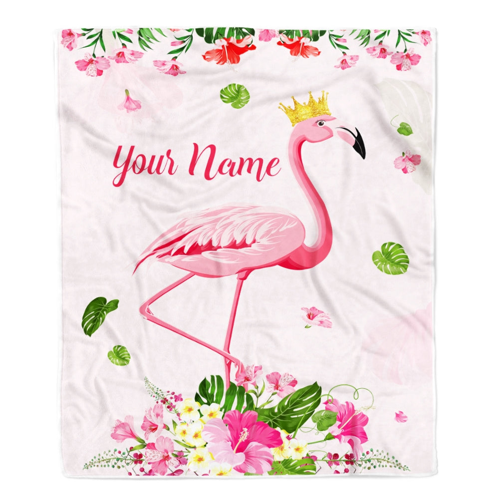 Personalized Flamingo Blanket Custom With Name Girl Floral Flower