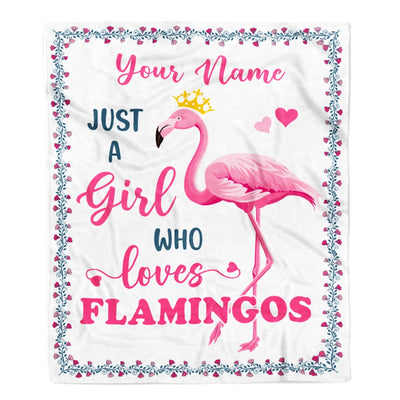 Personalized Flamingo Blanket Just A Girl Who Loves Flamingo Girl Daughter Granddaughter Niece Birthday Christmas Nam Customized Bed Fleece Throw Blanket | siriusteestore