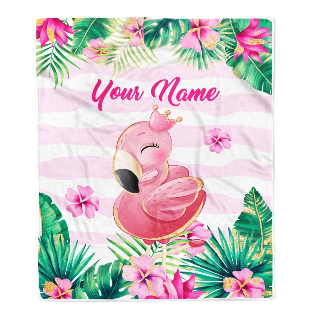 Personalized Flamingo Custom Name Blanket For Baby Girl Newborn Glitter Flamingo Daughter Granddaughter Niece Birthday Christmas Bed Fleece Throw Blanket | siriusteestore