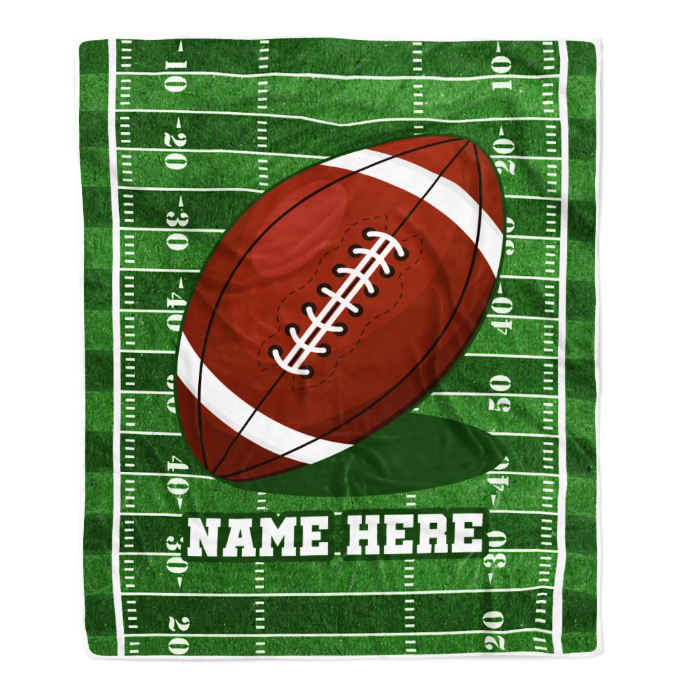 Personalized Football Blanket For Boy Girl American Football Field Custom Name Baby Men Women Birthday Christmas Customized Fleece Blanket | siriusteestore