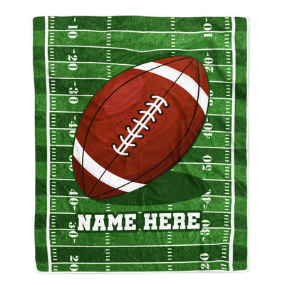 Personalized Football Blanket For Boy Girl American Football Field Custom Name Baby Men Women Birthday Christmas Customized Fleece Blanket | siriusteestore