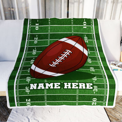 Personalized Football Blanket For Boy Girl American Football Field Custom Name Baby Men Women Birthday Christmas Customized Fleece Blanket | siriusteestore