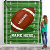 Personalized Football Blanket For Boy Girl American Football Field Custom Name Baby Men Women Birthday Christmas Customized Fleece Blanket | siriusteestore