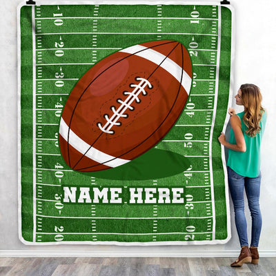 Personalized Football Blanket For Boy Girl American Football Field Custom Name Baby Men Women Birthday Christmas Customized Fleece Blanket | siriusteestore