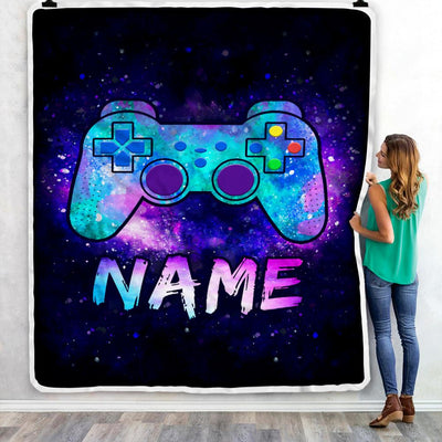 Personalized Gamer Blanket Custom Name Play Gaming Gamepad Game Controller Gamer Blanket for Boys Girls Kids Men Birthday Christmas Fleece Throw Blanket | siriusteestore