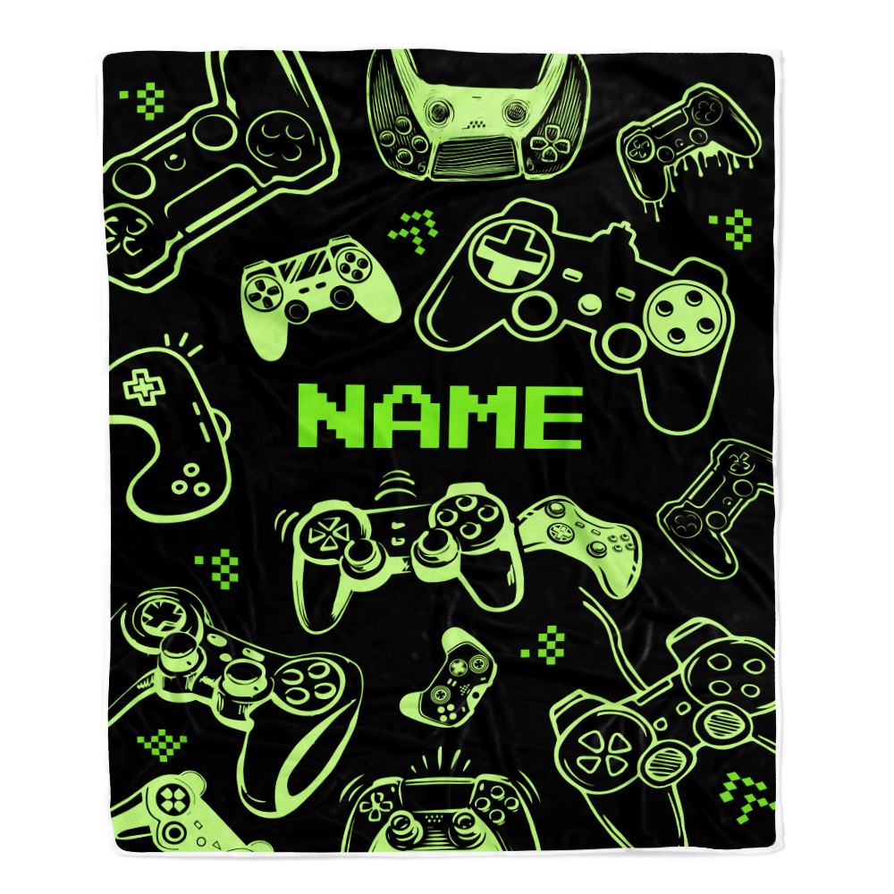 Personalized Gamer Boy Blanket Custom Name Gamer Soft Dark Blanket Gaming for Son Husband Boys Kids Women Men Christmas Birthday Bed Fleece Throw Blanket | siriusteestore