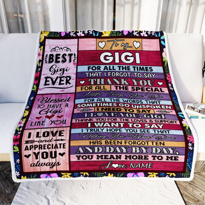 Personalized Gigi Blanket From Granddaughter Grandson Thank You For The Love Gigi Mothers Day Birthday Christmas Customized Bed Fleece Throw Blanket | siriusteestore