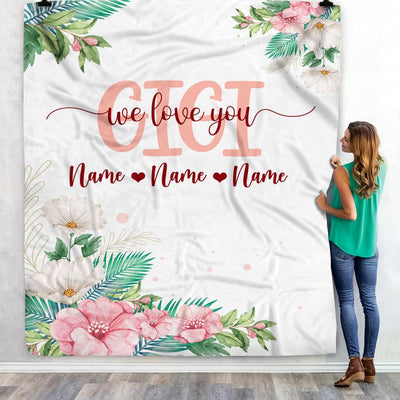 Personalized Gigi Blanket From Grandkids Granddaughter Grandson We Love You Floral Gigi Birthday Mothers Day Christmas Customized Fleece Throw Blanket | siriusteestore