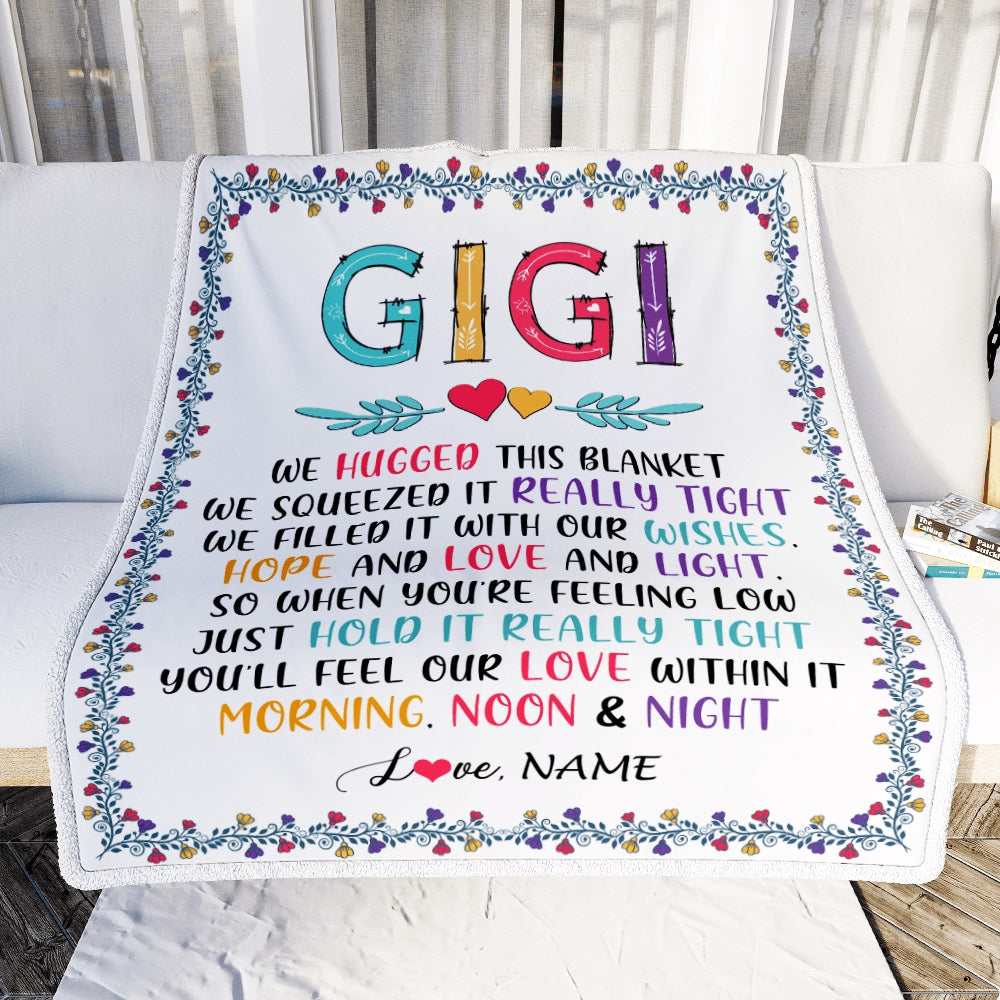 Personalized Gigi Blanket From Grandkids We Hugged This Blanket Gigi Birthday Mothers Day Christmas Customized Fleece Blanket | siriusteestore