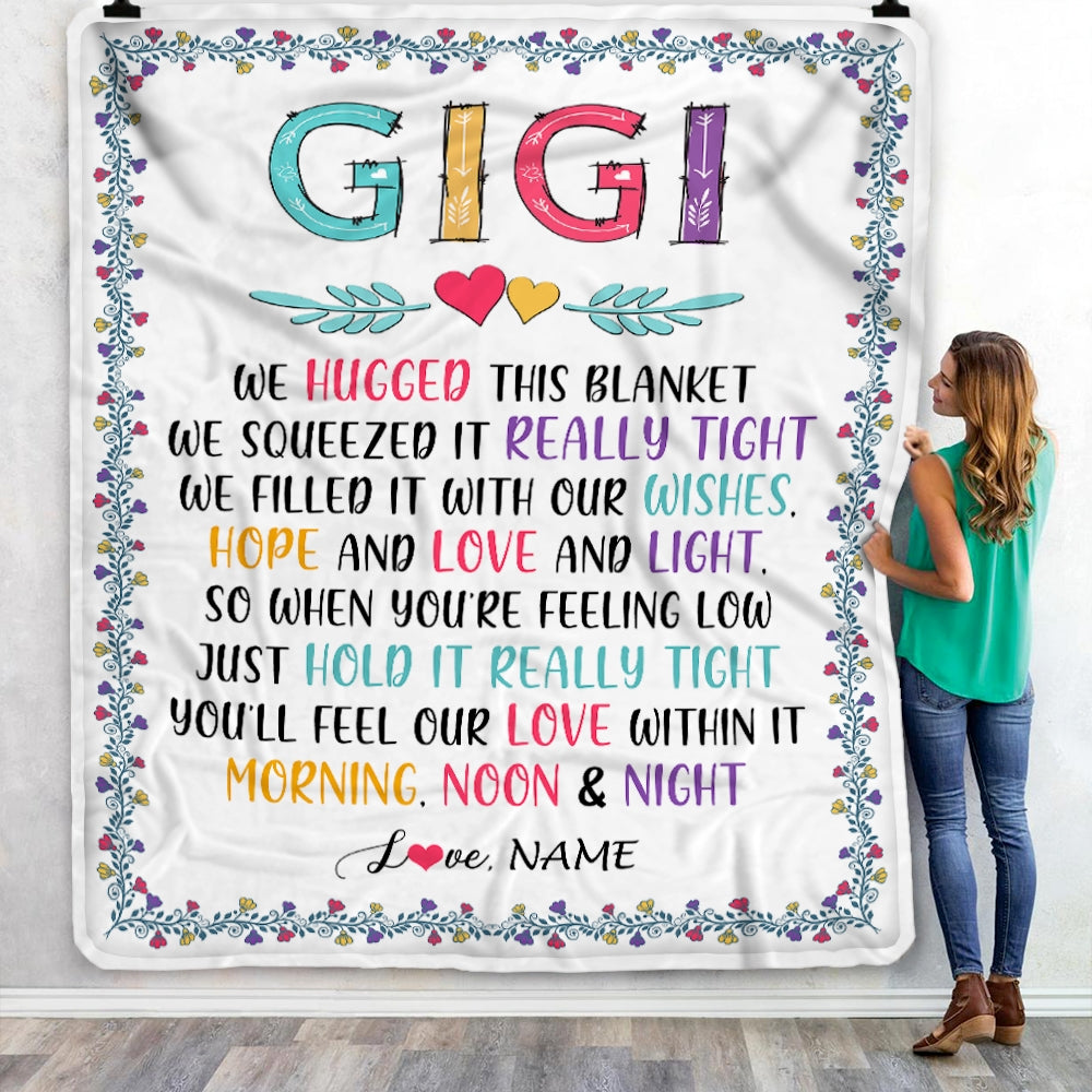 Personalized Gigi Blanket From Grandkids We Hugged This Blanket Gigi Birthday Mothers Day Christmas Customized Fleece Blanket | siriusteestore