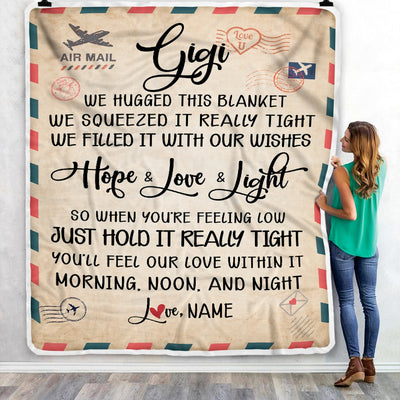 Personalized Gigi Blanket From Grandkids We Hugged This Blanket Mail Letter Gigi Birthday Mothers Day Christmas Customized Fleece Blanket | siriusteestore