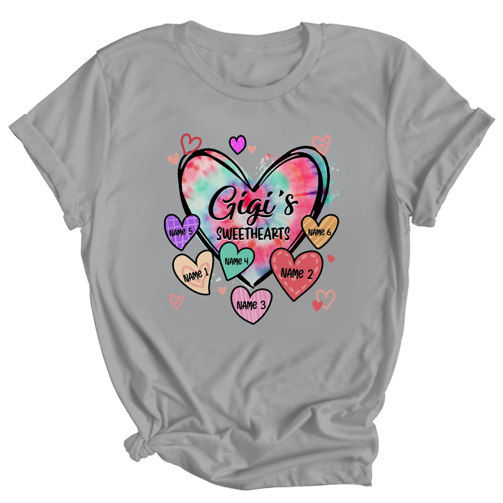 Personalized Gigi Sweethearts Custom With Grandkids Name Valentines Day Mothers Day Birthday Christmas Shirt & Tank Top | siriusteestore