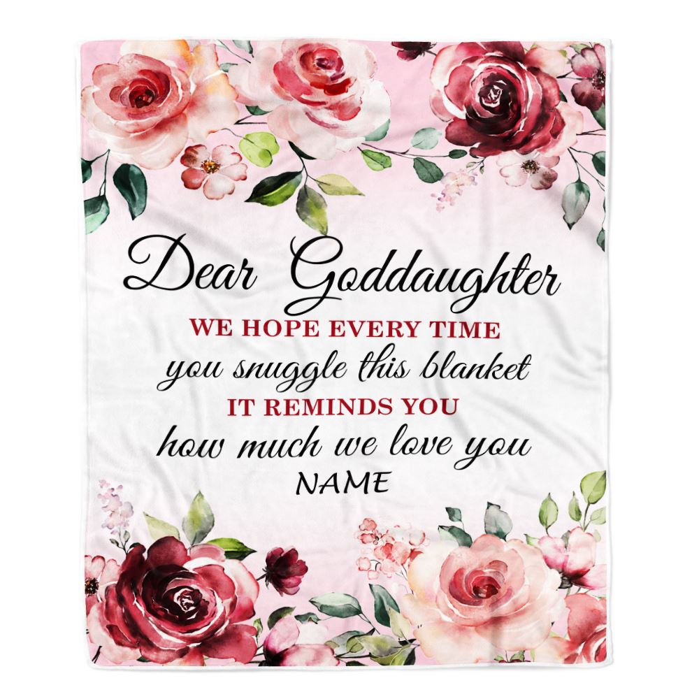 Personalized Goddaughter Blanket From Godmother We Hope Every Time Rose Floral Goddaughter Birthday Graduation Christmas Customized Fleece Blanket | siriusteestore