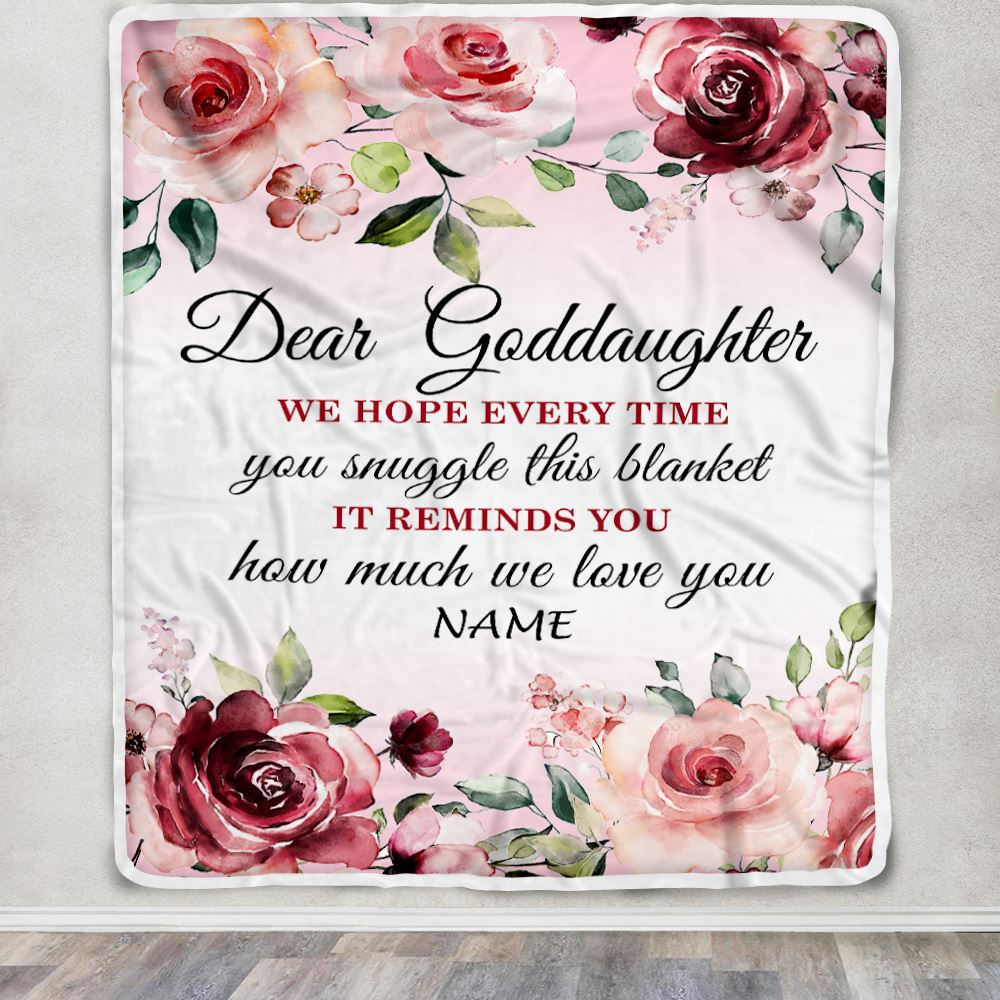 Personalized Goddaughter Blanket From Godmother We Hope Every Time Rose Floral Goddaughter Birthday Graduation Christmas Customized Fleece Blanket | siriusteestore