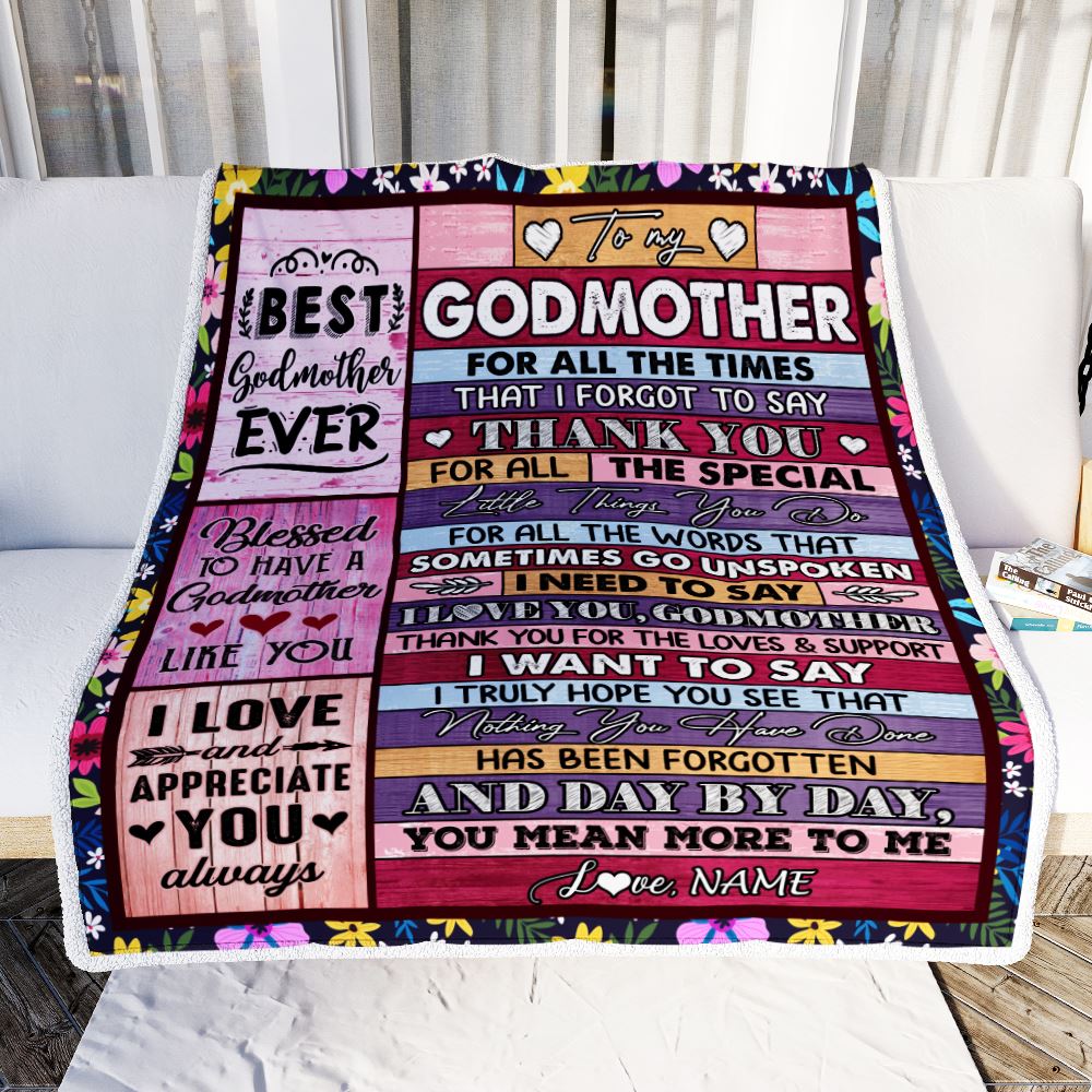 Personalized Godmother Blanket From Niece Nephew Thank You For The Love Godmother Mothers Day Birthday Christmas Customized Bed Fleece Throw Blanket | siriusteestore