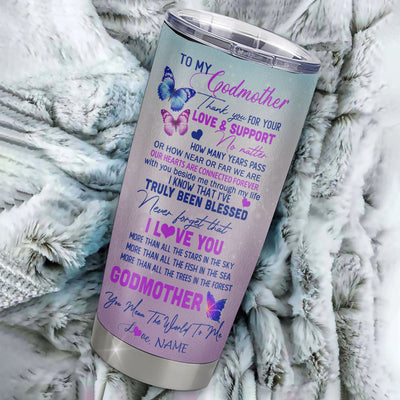 Personalized Godmother From Niece Nephew Grandson Stainless Steel Tumbler Cup Thank You Never Forget I Love You Godmother Mothers Day Birthday Christmas Travel Mug | siriusteestore