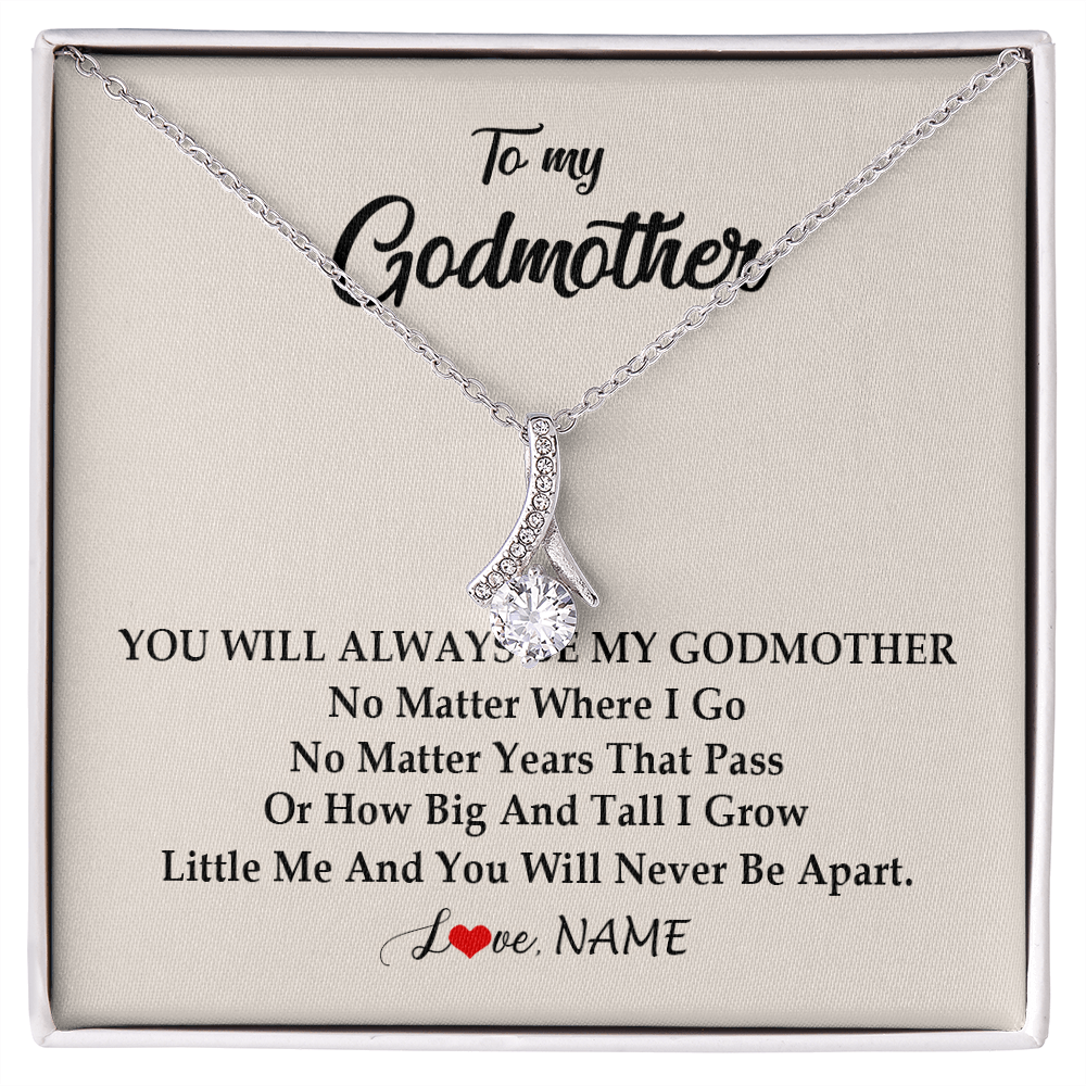 Alluring Beauty Necklace | Personalized Godmother Necklace From Goddaughter Niece You Will Always Be My Godmother Birthday Mothers Day Christmas Customized Gift Box Message Card | siriusteestore