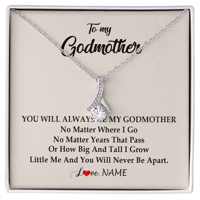 Alluring Beauty Necklace | Personalized Godmother Necklace From Goddaughter Niece You Will Always Be My Godmother Birthday Mothers Day Christmas Customized Gift Box Message Card | siriusteestore