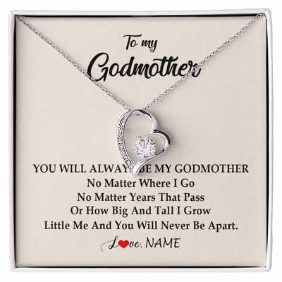 Forever Love Necklace | Personalized Godmother Necklace From Goddaughter Niece You Will Always Be My Godmother Birthday Mothers Day Christmas Customized Gift Box Message Card | siriusteestore