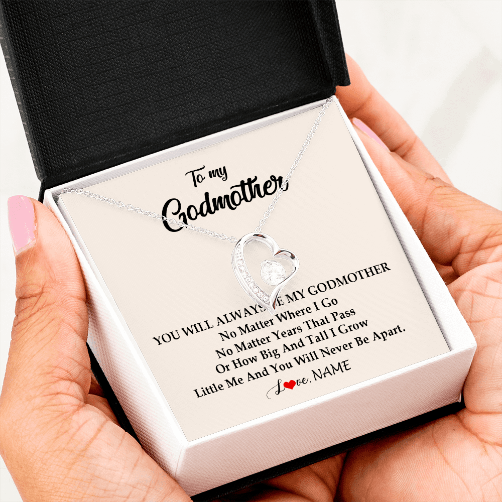 Forever Love Necklace | Personalized Godmother Necklace From Goddaughter Niece You Will Always Be My Godmother Birthday Mothers Day Christmas Customized Gift Box Message Card | siriusteestore