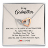 Interlocking Hearts Necklace | Personalized Godmother Necklace From Goddaughter Niece You Will Always Be My Godmother Birthday Mothers Day Christmas Customized Gift Box Message Card | siriusteestore