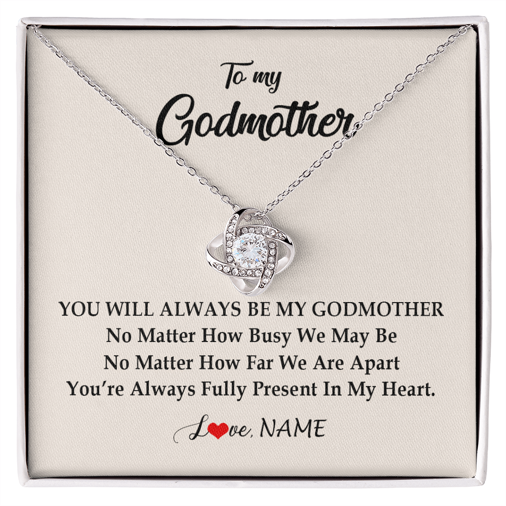 Love Knot Necklace | Personalized Godmother Necklace From Goddaughter Niece You're Always In My Heart Godmother Birthday Mothers Day Christmas Customized Gift Box Message Card | siriusteestore