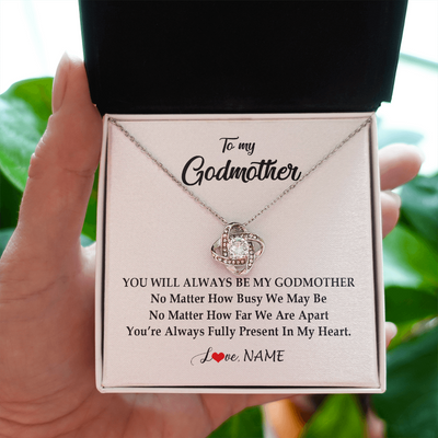 Love Knot Necklace | Personalized Godmother Necklace From Goddaughter Niece You're Always In My Heart Godmother Birthday Mothers Day Christmas Customized Gift Box Message Card | siriusteestore