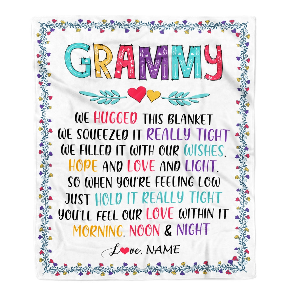 Personalized Grammy Blanket From Grandkids We Hugged This Blanket Grammy Birthday Mothers Day Christmas Customized Fleece Blanket | siriusteestore