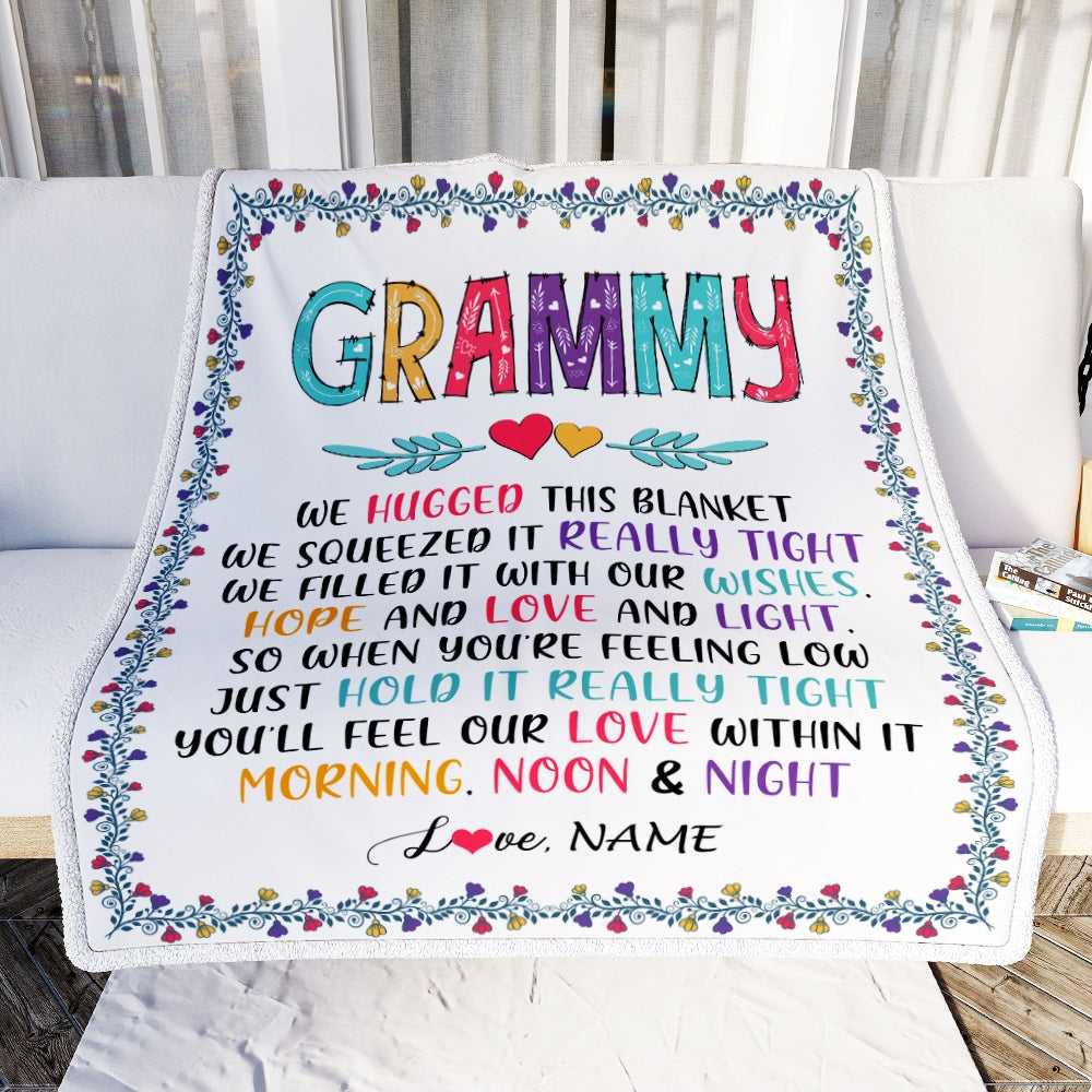 Personalized Grammy Blanket From Grandkids We Hugged This Blanket Grammy Birthday Mothers Day Christmas Customized Fleece Blanket | siriusteestore