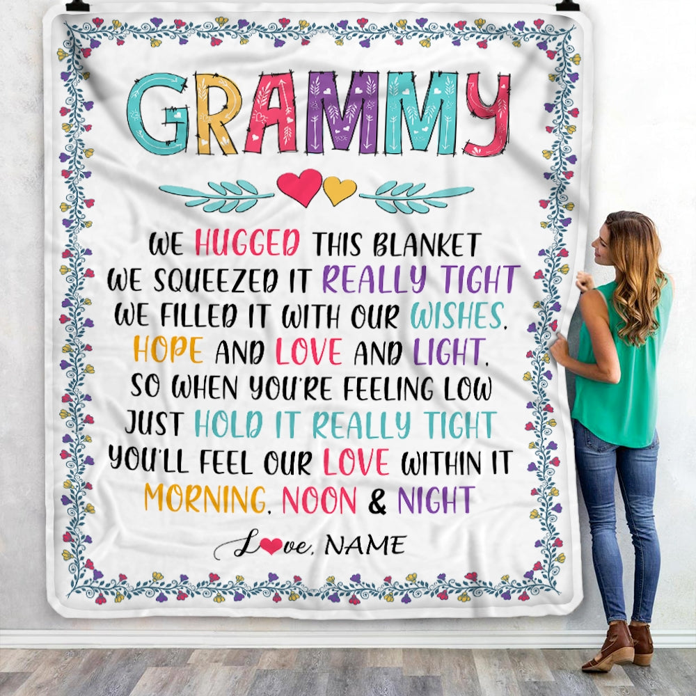 Personalized Grammy Blanket From Grandkids We Hugged This Blanket Grammy Birthday Mothers Day Christmas Customized Fleece Blanket | siriusteestore