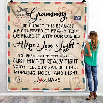 Personalized Grammy Blanket From Grandkids We Hugged This Blanket Mail Letter Grammy Birthday Mothers Day Christmas Customized Fleece Blanket | siriusteestore