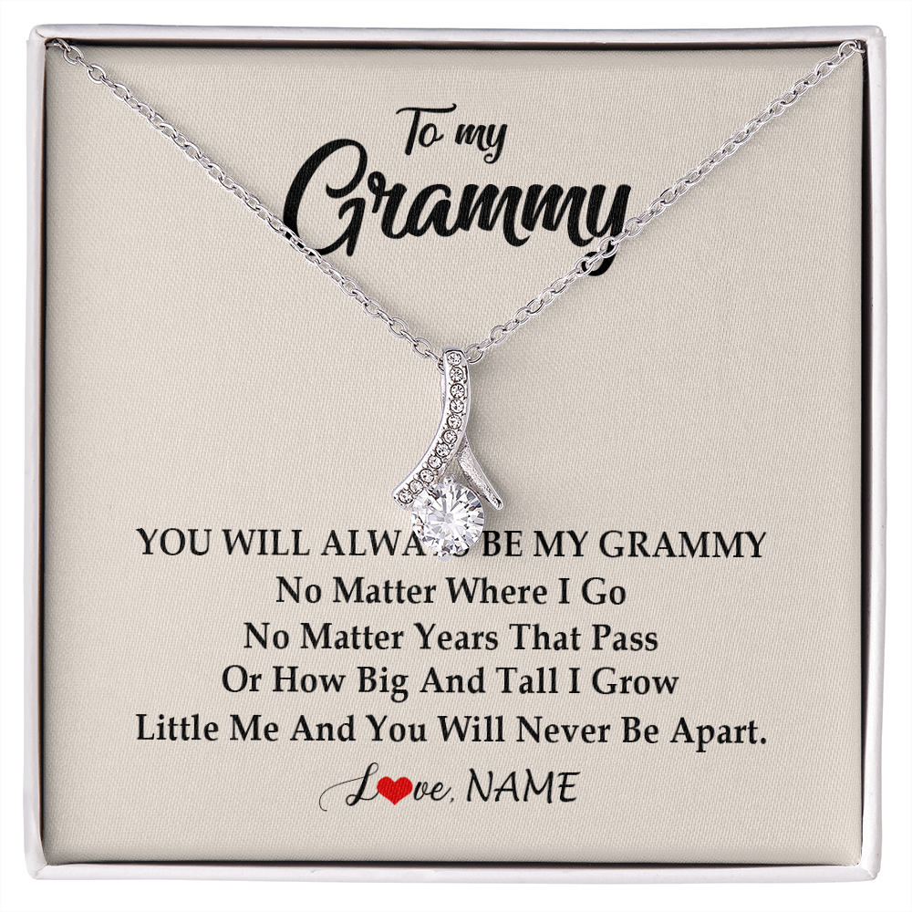 Alluring Beauty Necklace | Personalized Grammy Necklace From Grandkids Granddaughter Grandson You Will Always Be My Grammy Birthday Mothers Day Christmas Customized Gift Box Message Card | siriusteestore
