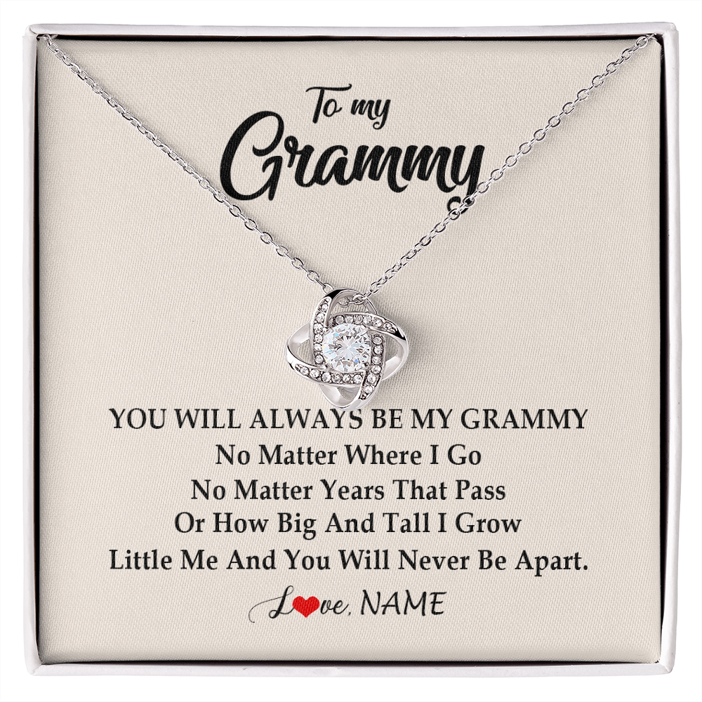 Love Knot Necklace | Personalized Grammy Necklace From Grandkids Granddaughter Grandson You Will Always Be My Grammy Birthday Mothers Day Christmas Customized Gift Box Message Card | siriusteestore