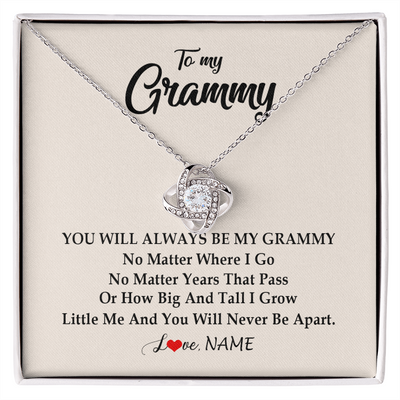 Love Knot Necklace | Personalized Grammy Necklace From Grandkids Granddaughter Grandson You Will Always Be My Grammy Birthday Mothers Day Christmas Customized Gift Box Message Card | siriusteestore