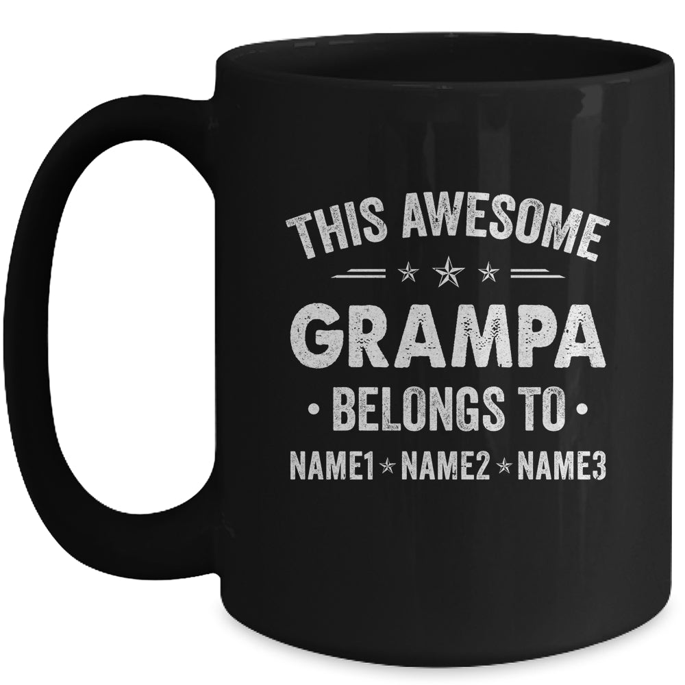 Personalized Grampa Custom Kids Name This Awesome Grampa Belongs To Grampa Fathers Day Birthday Christmas Mug | siriusteestore